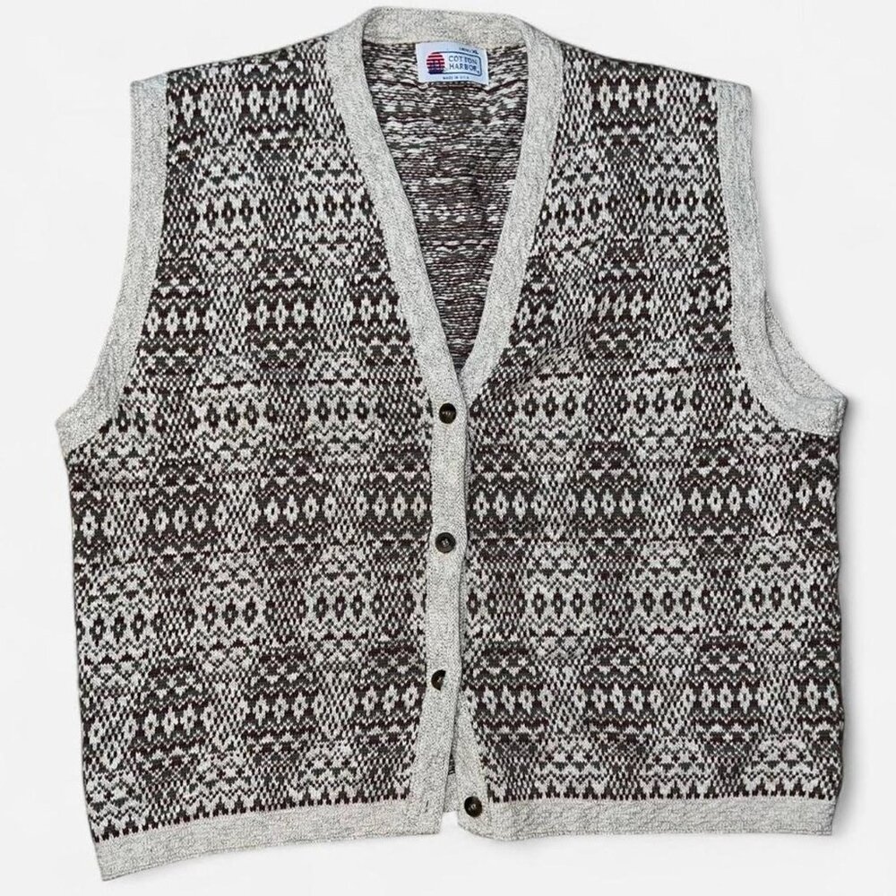 Vintage Knit Sweater Vest Women's Size XL Grandma Cottage Core Academia 90's